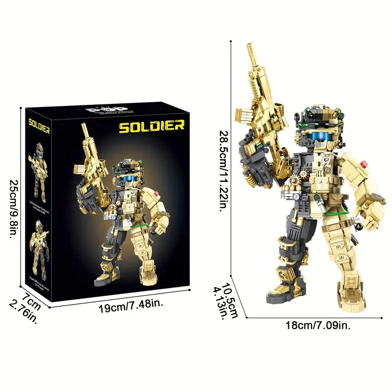 Soldier building block set, half disassembly soldier block