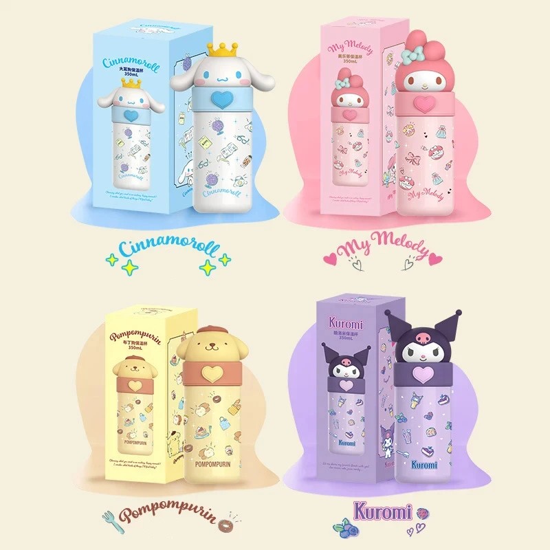 Miniso Hello Kitty Cinnamoroll Kuromi Stainless Steel 316 Thermos Water Bottle  Vacuum Termo Kids Vacuum Flask Bottle Tumbler