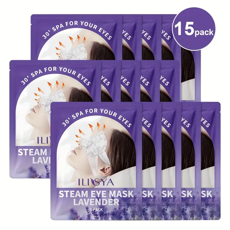 ILISYA Lavender Steam Eye Mask, 15 Bags, Individually Packaged