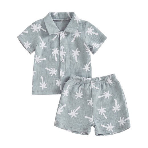 Baby Boy Beach Series Short Sleeve Blouse And Pants