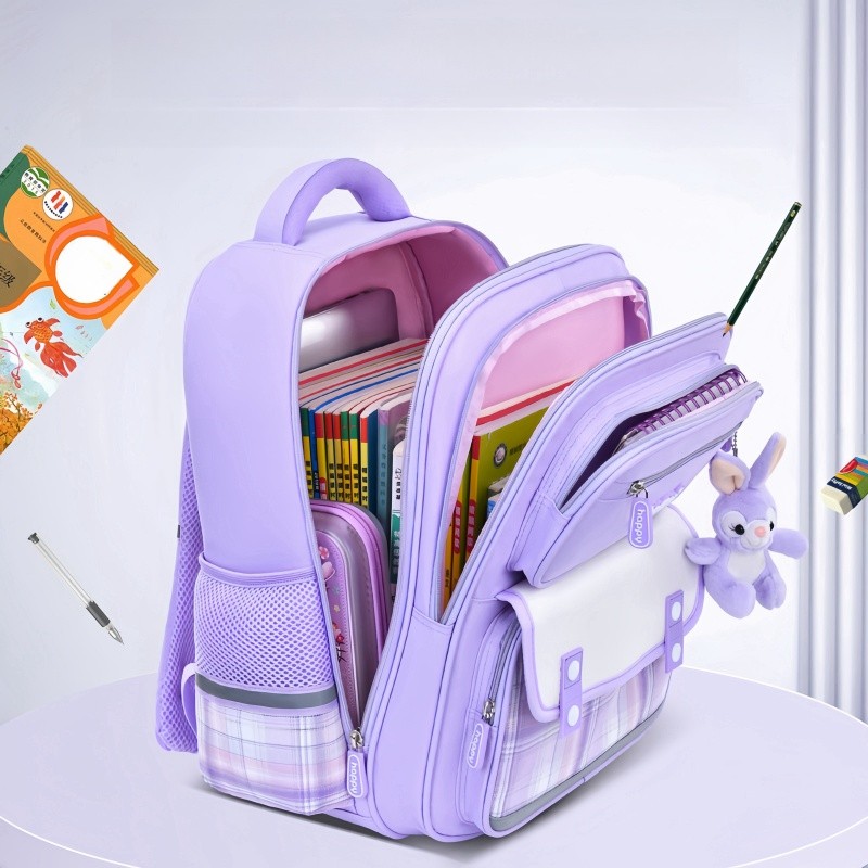 MINISO Disney LinaBell Student Bag  Kawaii StellaLou Waterproof Schoolbag with Cartoon Design, Large Capacity and Safety Reflectors Backpack