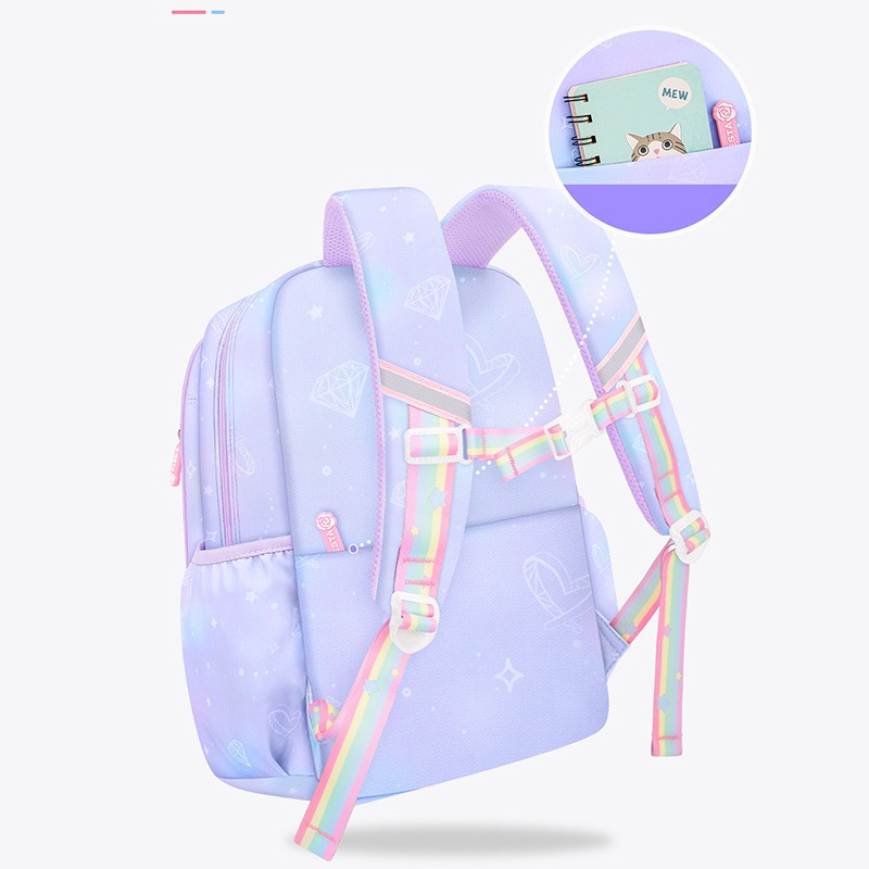 MINISO Sanrio Kuromi Student Backpack  Kawaii Reduce Burden Protect Spine Kids Schoolbag, Cute Cartoon Light Book Bag, Girl Gift