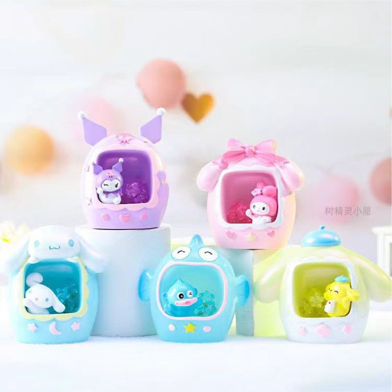 Original MINISO Kuromi Melody Cartoon Anime Moon Night Light  Blind Box Decor Ornaments Toys, Cute Girls Gift, Kids Birthday Gifts