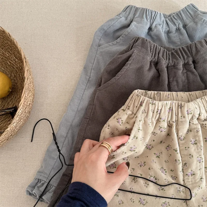 Children's Ninth Girls Corduroy Casual Pants