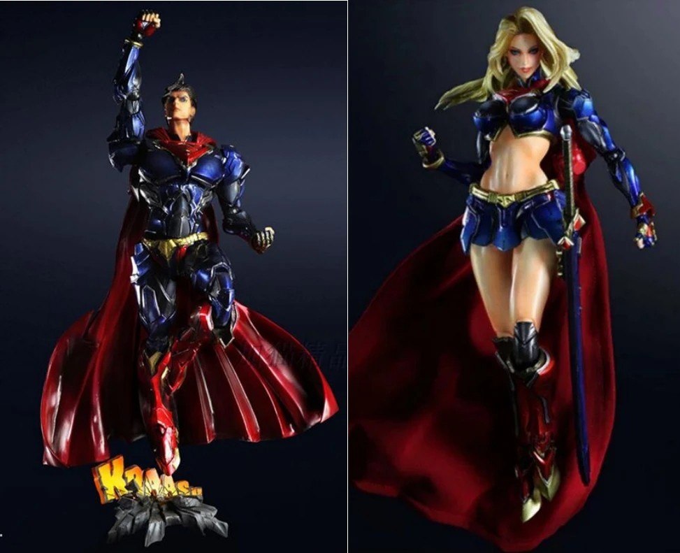 Play Arts 25cm Superman & Supergirl Super Hero Action Figure Toys