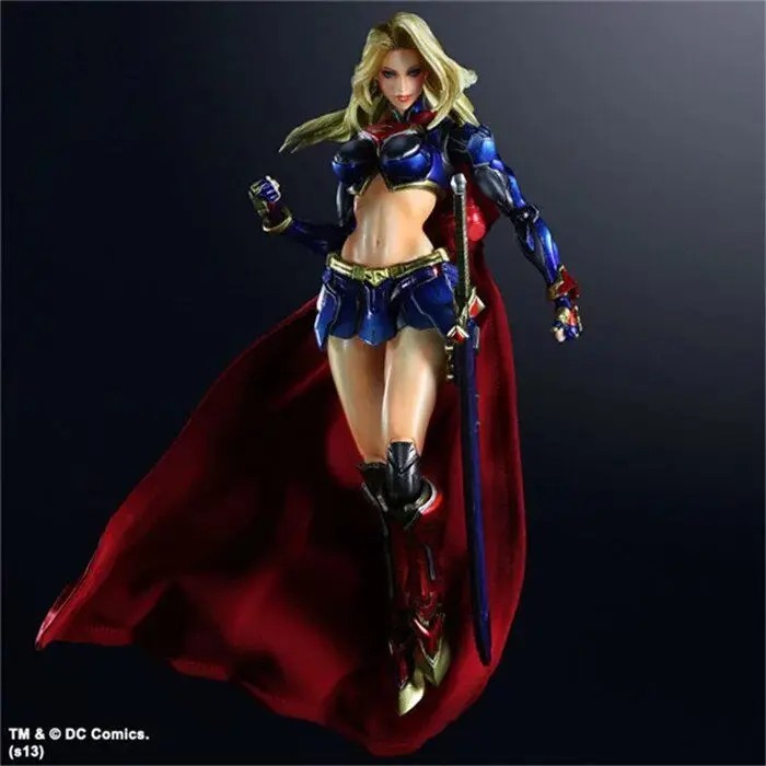 Play Arts 25cm Superman & Supergirl Super Hero Action Figure Toys