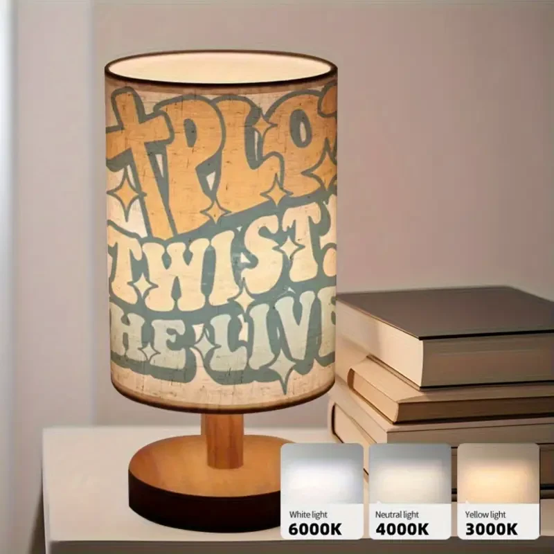 Modern USB-Powered Inspirational Table Lamp  PLAN TURN HEAL Design with Tri-Color Lighting for Bedroom & Living Room