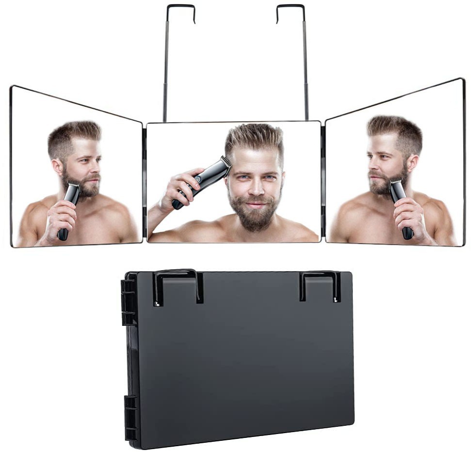 Retractable Hanging Three-sided Folding Mirror Makeup