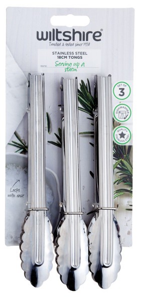 Stainless Steel Mini Tongs - 3 Pack - Wiltshire