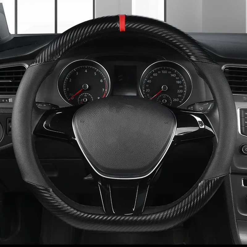 Carbon Fiber Leather Steering Wheel Cover