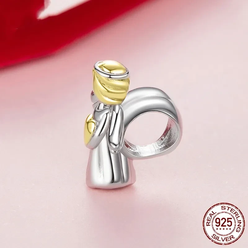 Sterling Silver Gold-plated Angel Guardian Beads