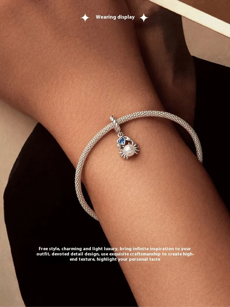 Crab Pearl Pendant S925 Silver Bead Accessories