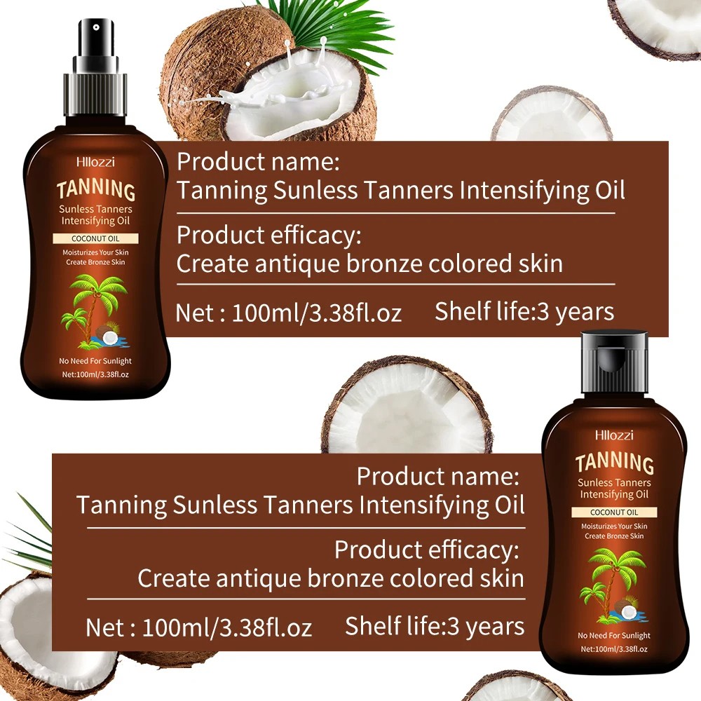 Coconut Tanning Oil  Self-Tanning, Waterproof, and Long-Lasting Hydration
