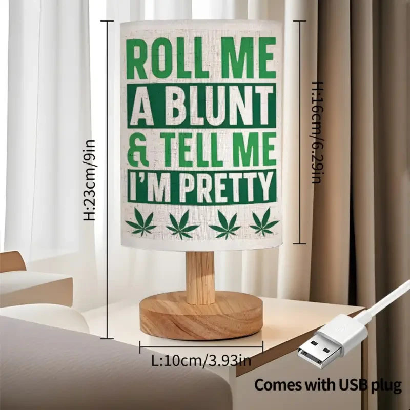 1pc Modern Stylish Table Lamp with Funny Slogan and Marijuana Leaf Design, 274.32cm Height Adjustable Lighting, USB Powered, Push Button Control, Perfect for Bedroom or Living Room, Ideal Mothers Day Gift, Bedroom Lighting | Playful Design | USB Powered