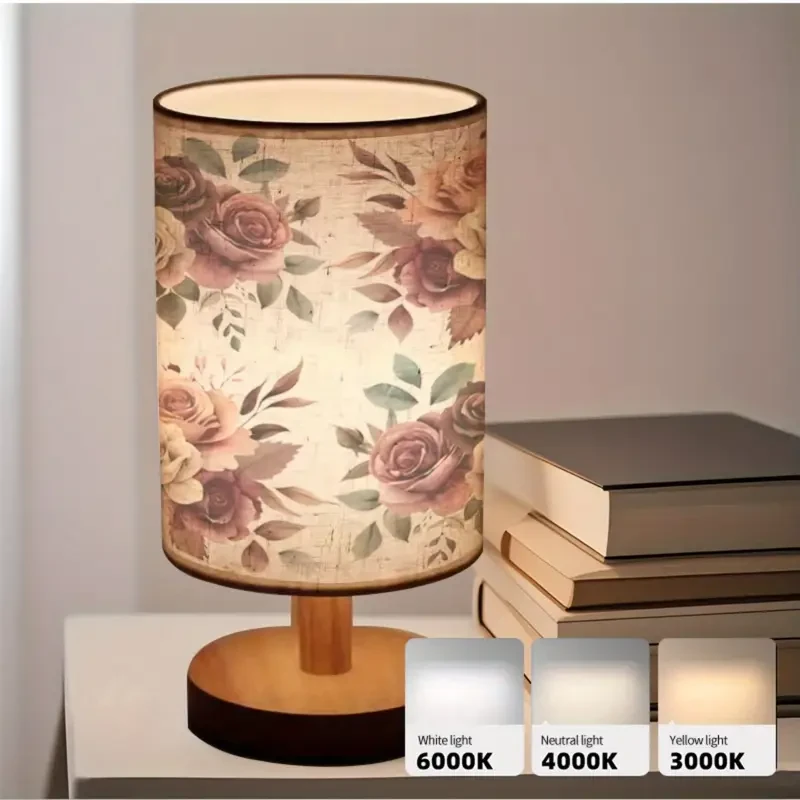 1pc Elegant Floral Table Lamp with Wooden Base, Modern Style, USB Powered, Push Button Control, Adjustable Tri-Color Lighting up to 274.32cm, Ideal for Bedroom & Living Room Decor, Perfect Mothers Day Gift, Living Room Lamp | Elegant Table Lamp | USB Pow