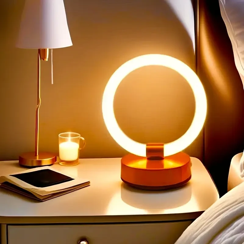Modern LED Desk Lamp with Halo Design | USB Powered | 3-Color Dimming | Metal & Aluminum Base