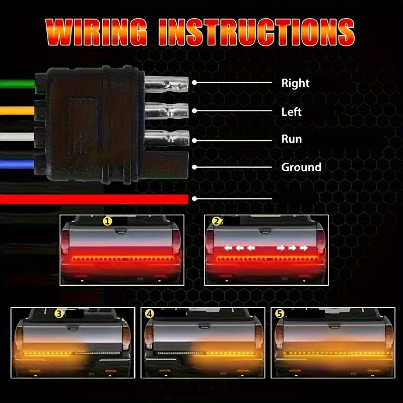 1PC Arrow 60-Inch Car LED Light Bar 12V Sequential Amber LED Waterproof Flexible Light