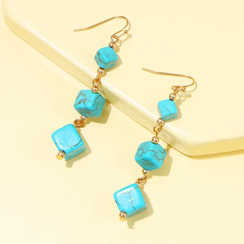 European And American Retro Geometric Square Women's Large Earrings