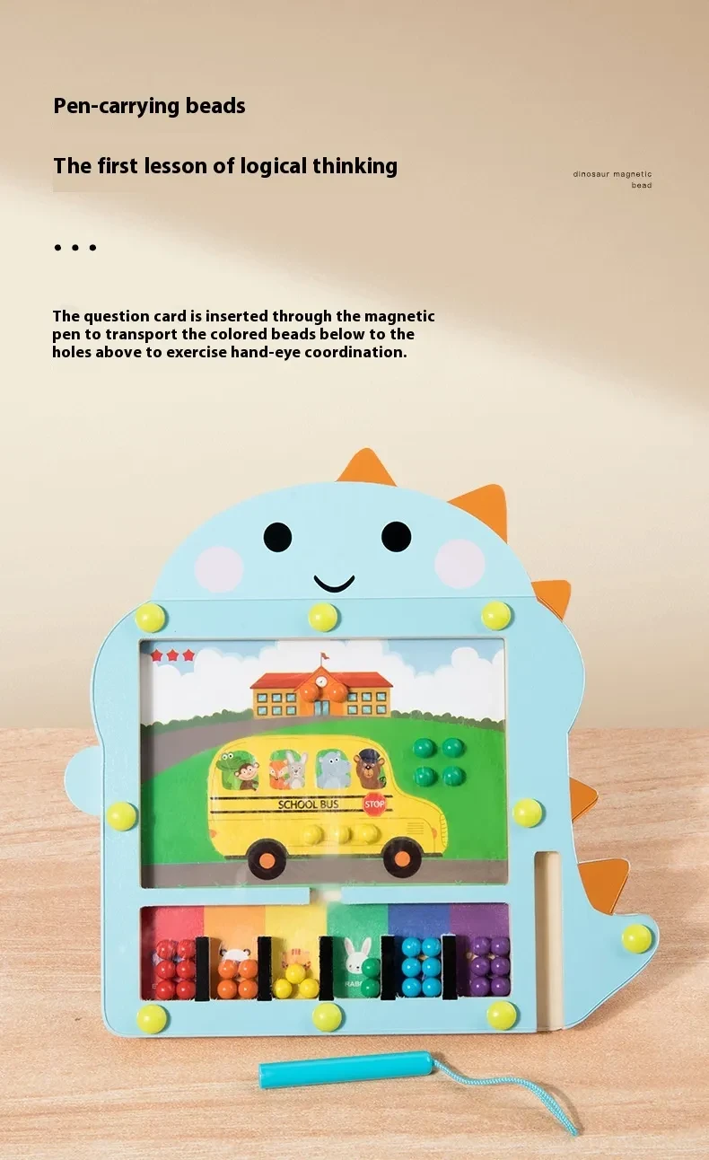 Magnetic Dinosaur Rolling Bead Toy Children