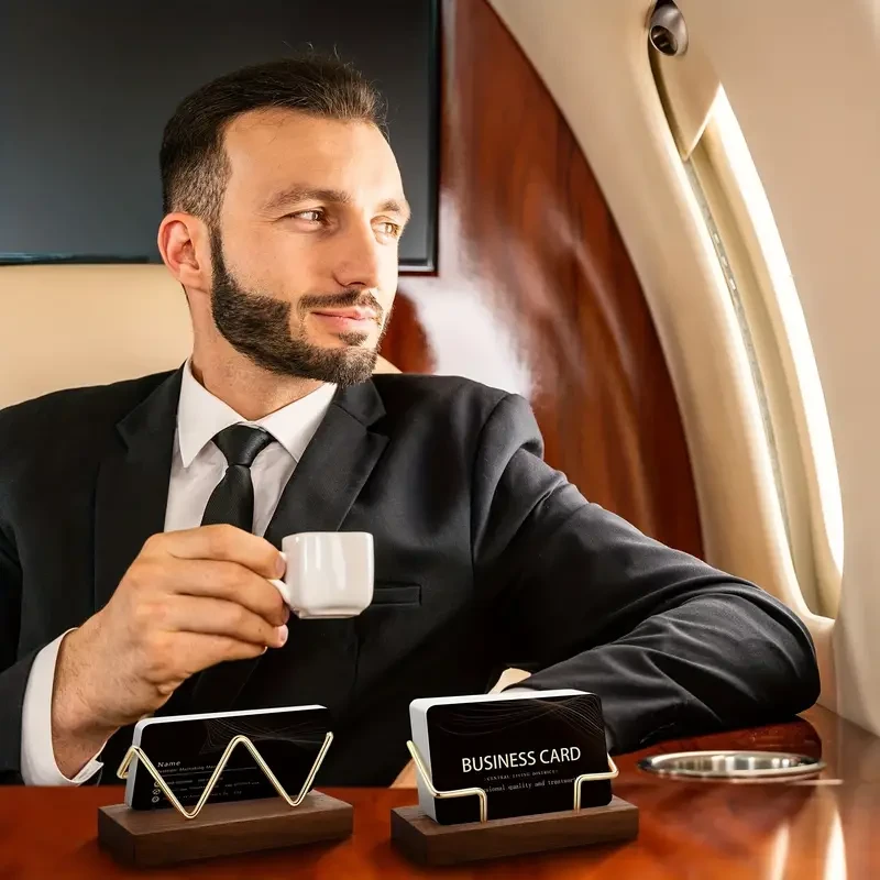 Wood Business Card Holder Golden Card Holder Stand