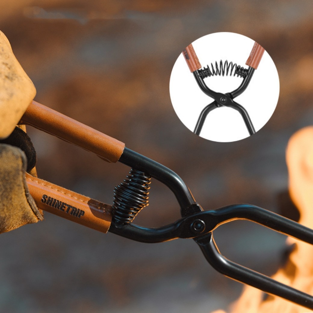 Carbon Steel Thickened Corrosion-resistant Camping Fire Tongs