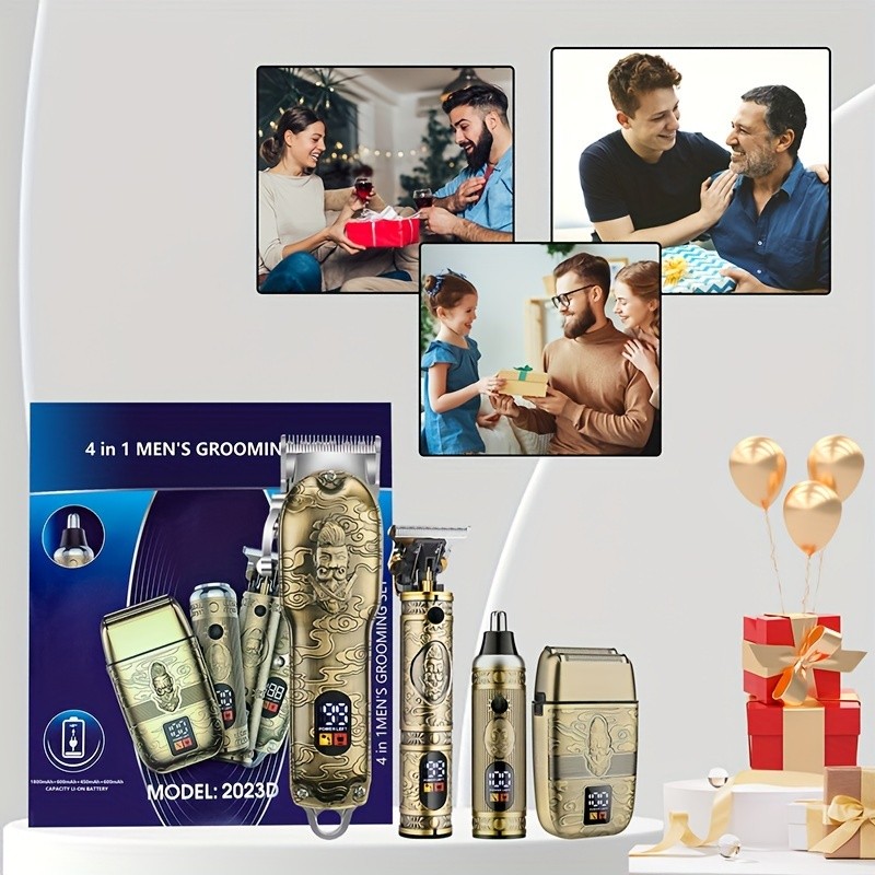 Hair Clippers For Man, T-Blade Trimmer, Nose Hair Trimmer, Hair Shaver Set, Clippers For Men Professional, Clippers For Hair Cutting, Electric Razor For Men, LCD Display (Bronze)