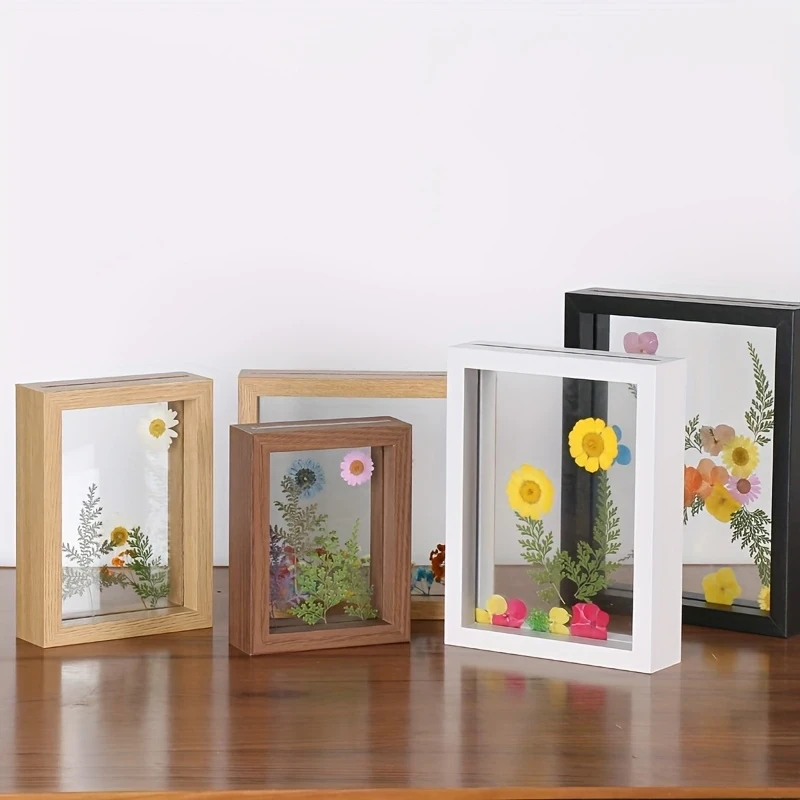 Wooden Double-Sided Frame Transparent Glass for Desktop Display of Plant Leaf Specimen, A4 Paper Cutting, DIY Painting