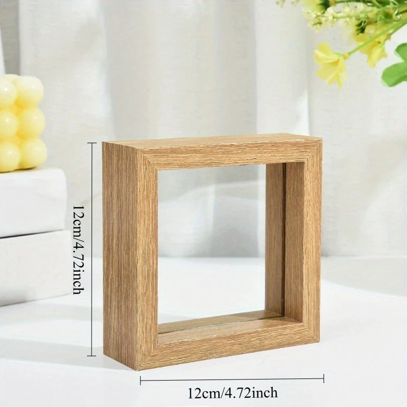 3pcs Wood Creative Double-Sided Glass Plant Specimen Photo Frame  New Chinese Stereo Frame, Transparent Wood Photo Frame for Artistic Display