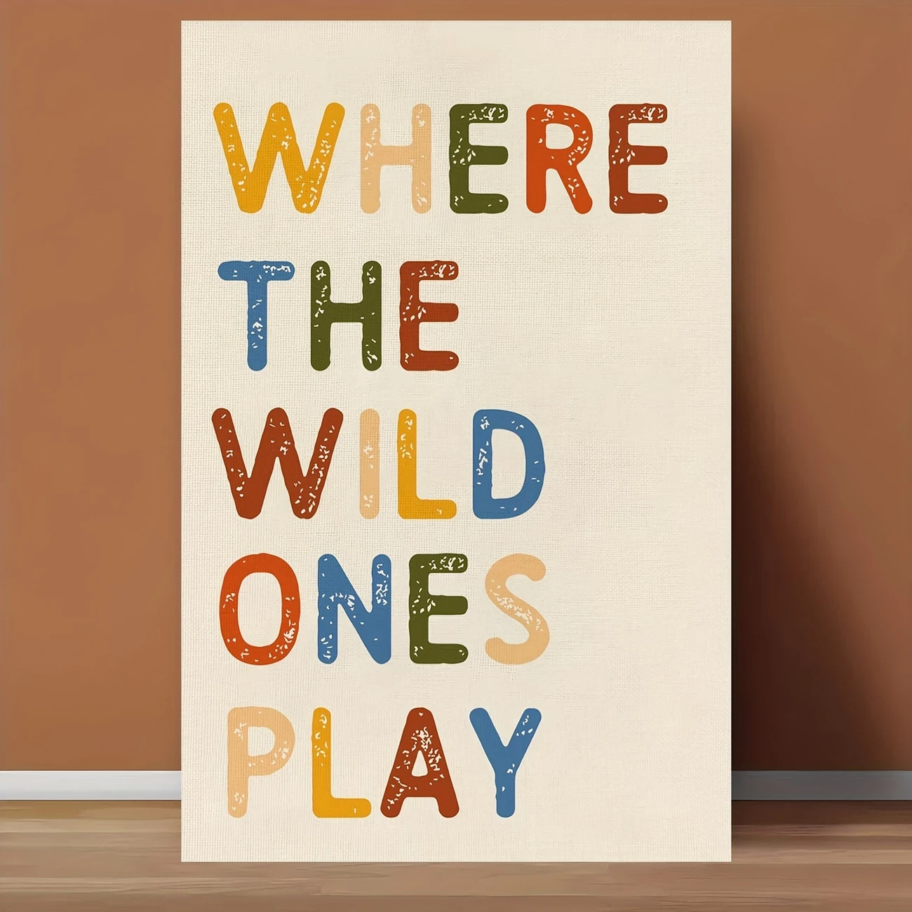 1pc Frameless Kids Playroom Wall Art Poster - "WHERE THE WILD ONES PLAY" Canvas Print