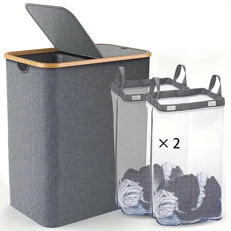 Double-layer Laundry Basket with Lid