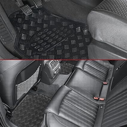 4-Piece Rubber/Aluminium Look Car Mat