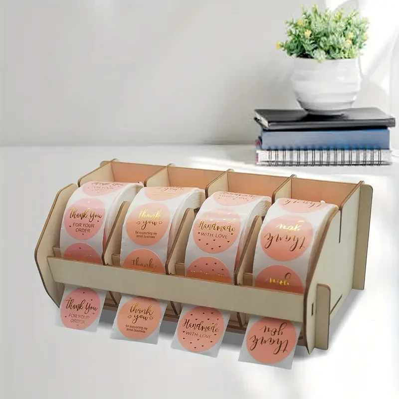 This All-In-One Dispenser Rack for Organizing Your Sticker Rolls