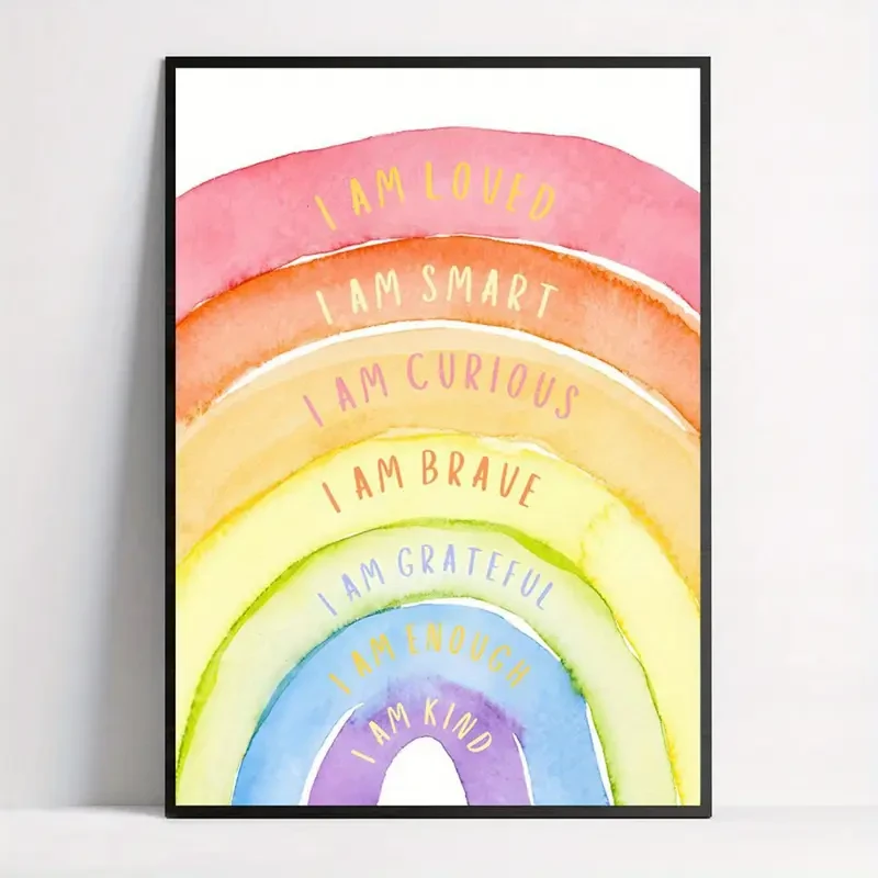 Inspirational Watercolor Rainbow Wall Art Print  A Splash of Positivity for Your Space