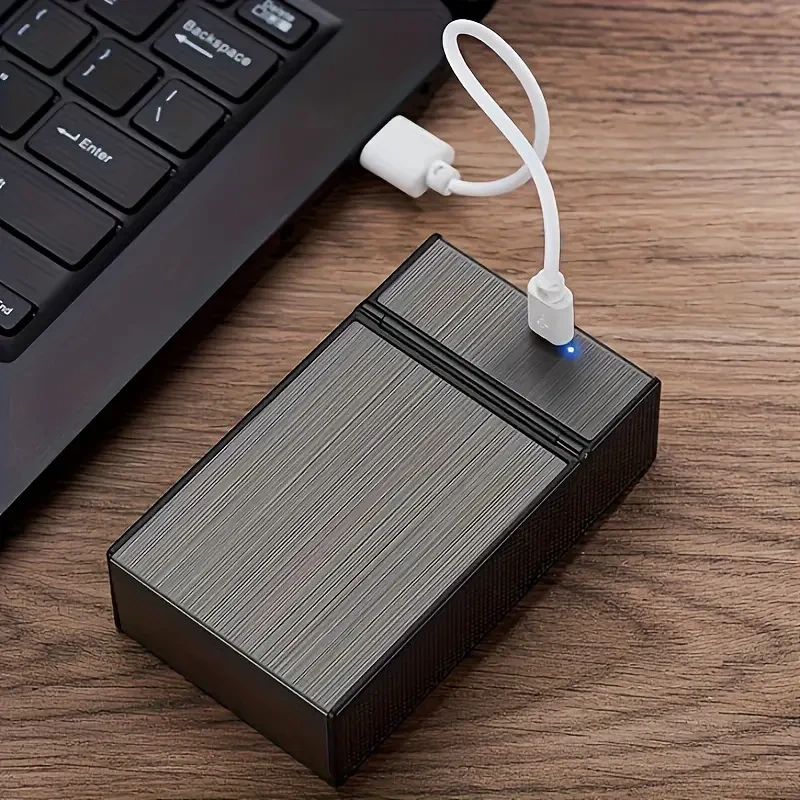 2-In-1 Usb Rechargeable Lighter & Cigarette Case