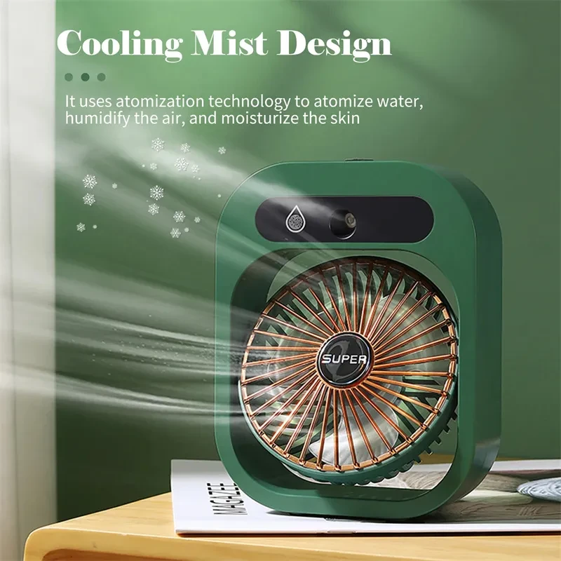 Air Conditioning Fan Desk Misting Fan Air Cooler Cooling USB Rechargeable Humidifier Portable Spray Fan With 3 Wind Speeds