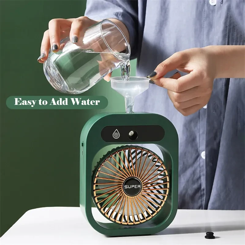 Air Conditioning Fan Desk Misting Fan Air Cooler Cooling USB Rechargeable Humidifier Portable Spray Fan With 3 Wind Speeds