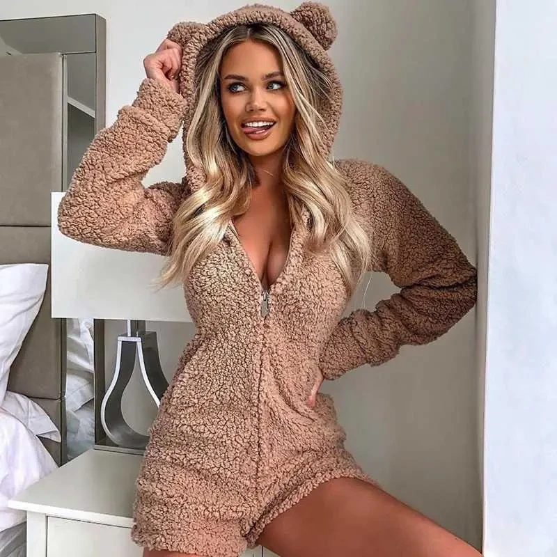 women's hooded onesie pajamas