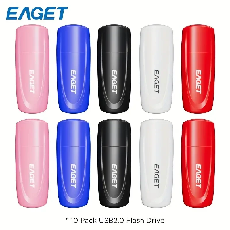 EAGET [10 Packs] 4GB Flash Drive USB 2.0  Multi-Color USB Memory Stick Set, Convenient and Reliable USB Drive for Storage