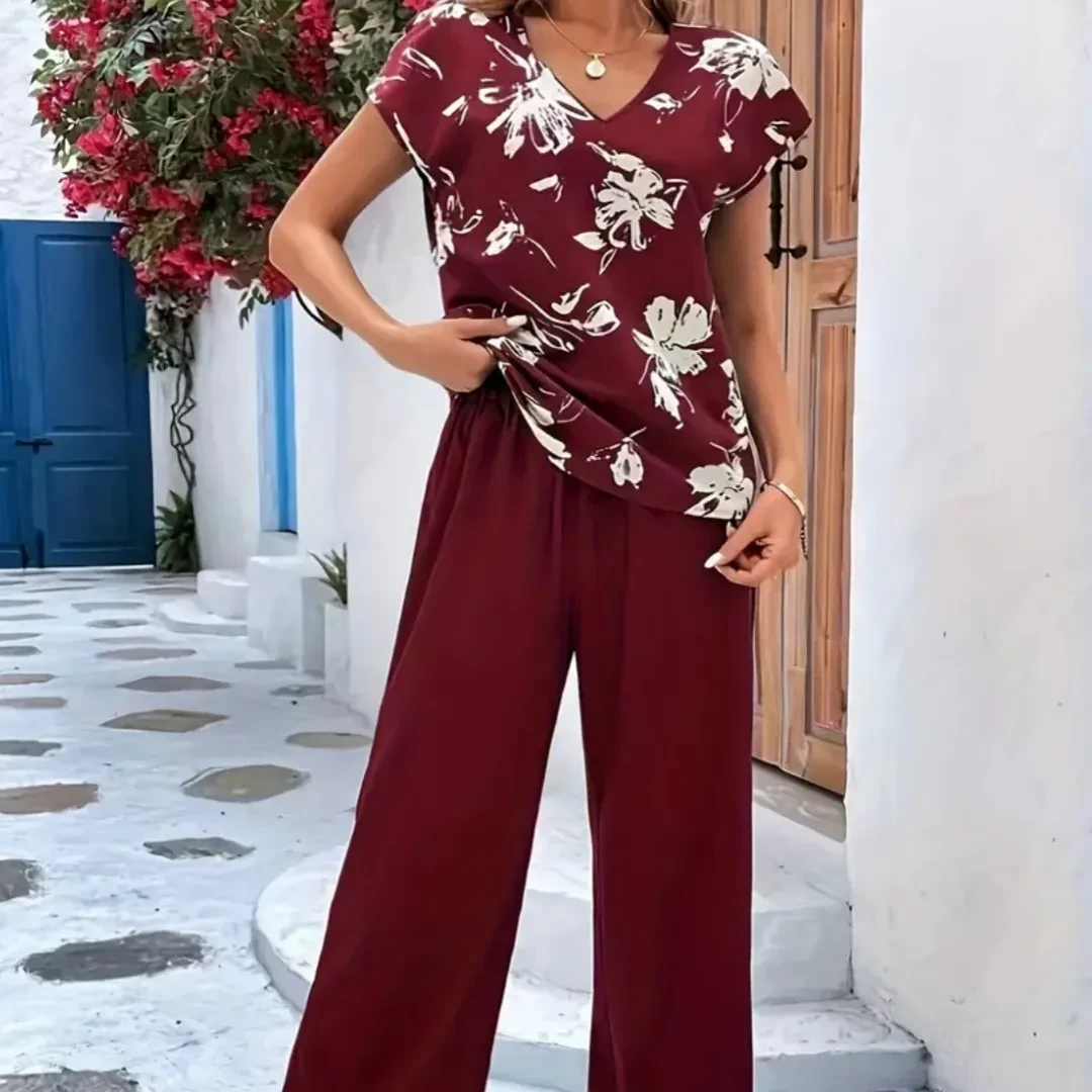 Women's Casual Printed Fashion Two-piece Suit