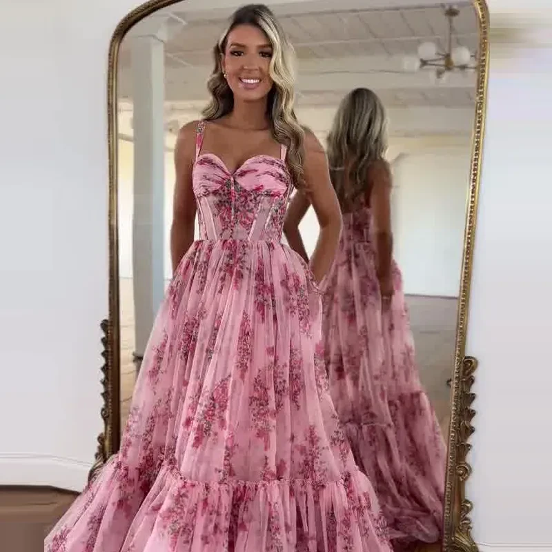 Cinched Waist Slim-fit Fashion Printed Large Swing Dress