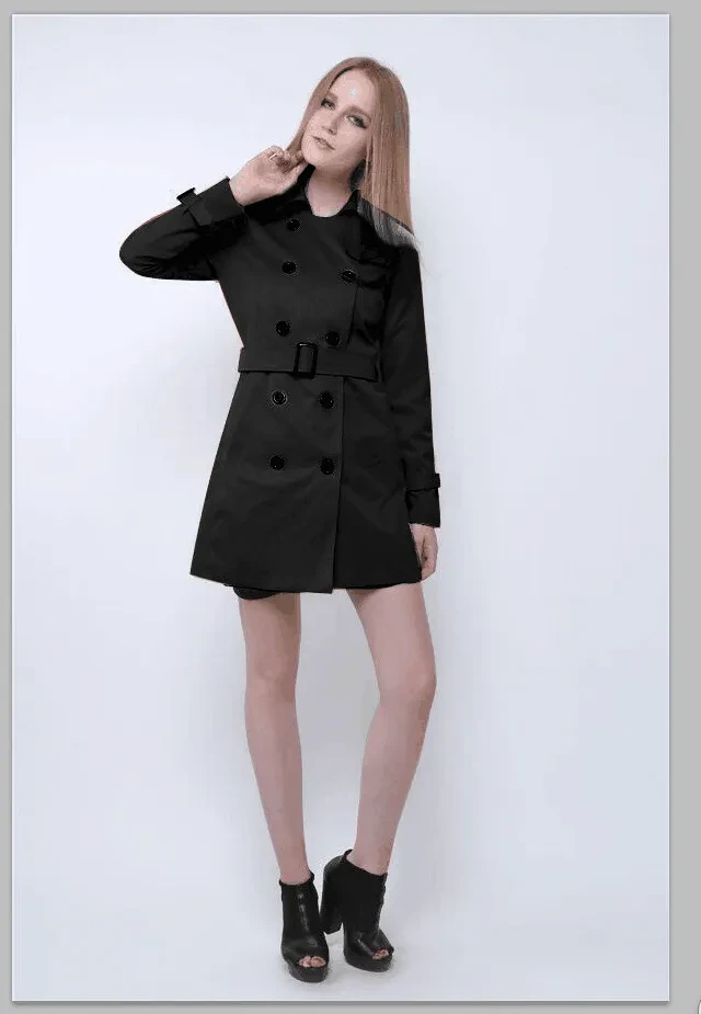 Women's Slim-fit Elegant Double-breasted Belt Trench Coat