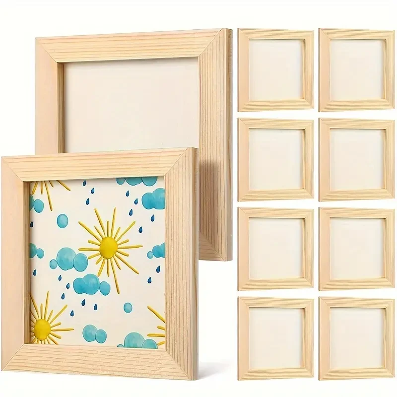 10pcs 4.7x4.7 Wooden Photo Frames