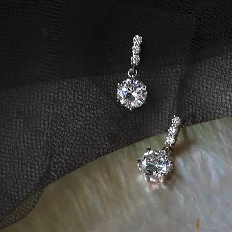 Elegant and Refined Zirconia Earrings  Stylish Pendant Earrings, Delicate and Elegant Ear Studs