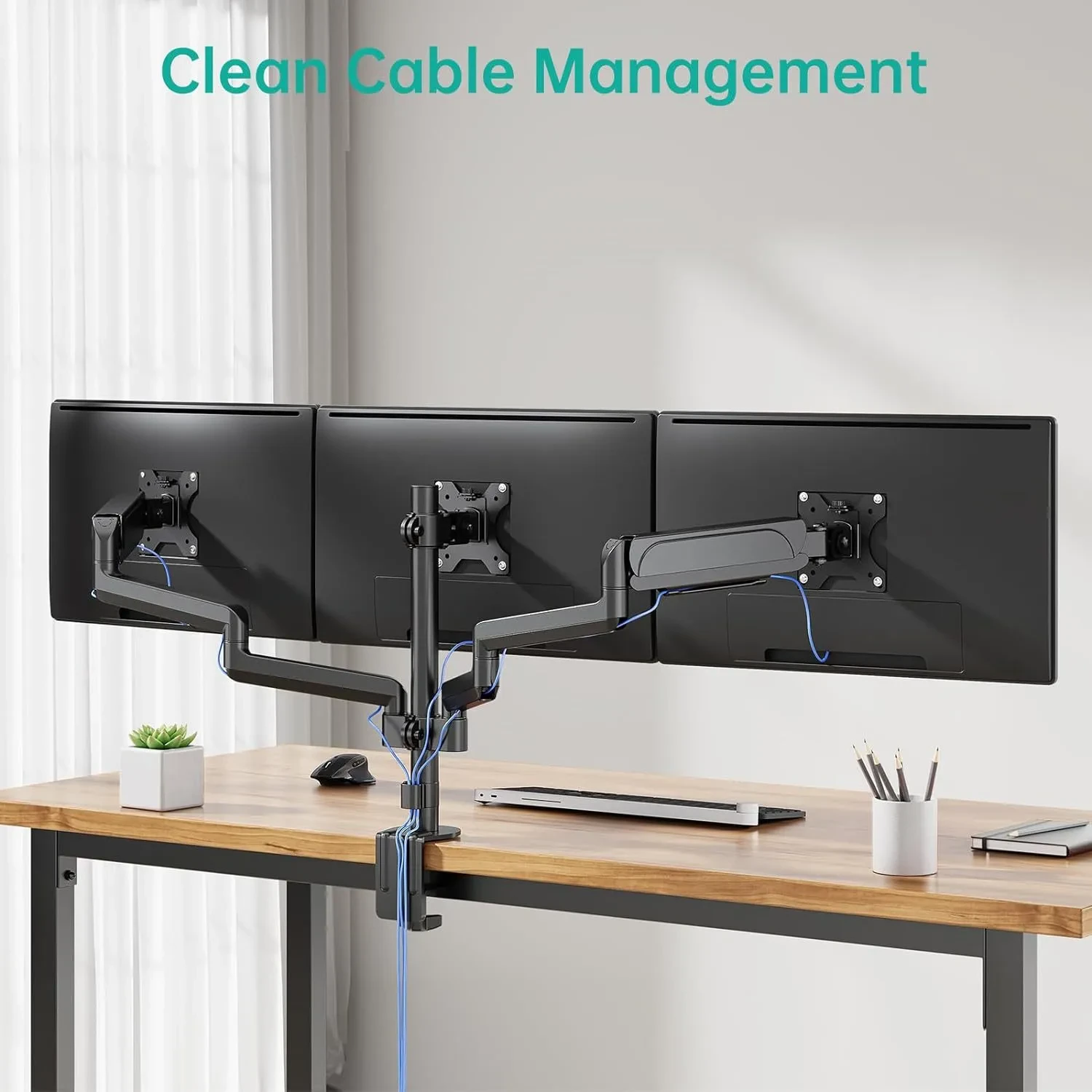 Suitable For 27-inch Screen Three-arm Gas Spring With Advanced Computer Monitor Holder Arm
