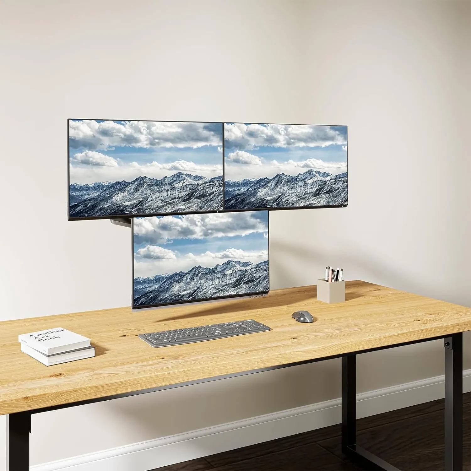 Suitable For 27-inch Screen Three-arm Gas Spring With Advanced Computer Monitor Holder Arm