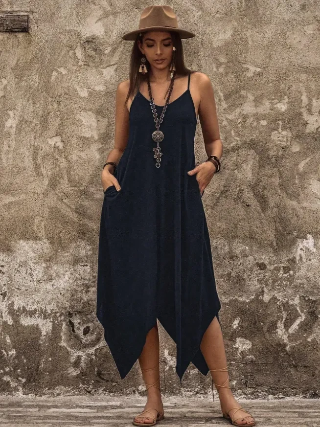 Spaghetti Strap Dress With Pockets