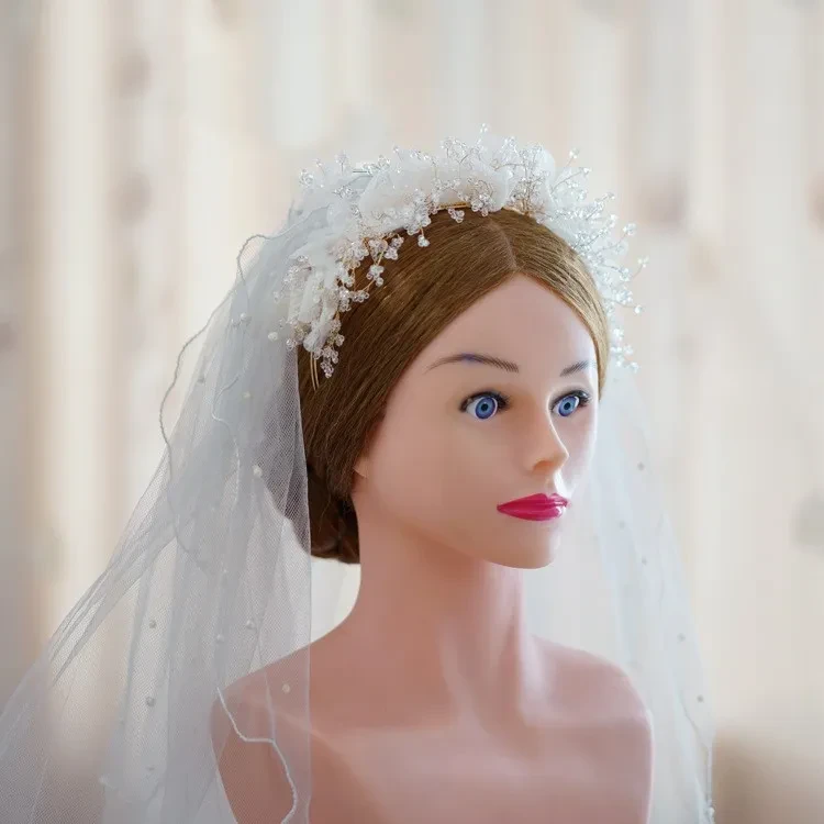 Vintage Beaded Hair Band Forest Flower