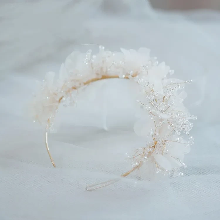 Vintage Beaded Hair Band Forest Flower