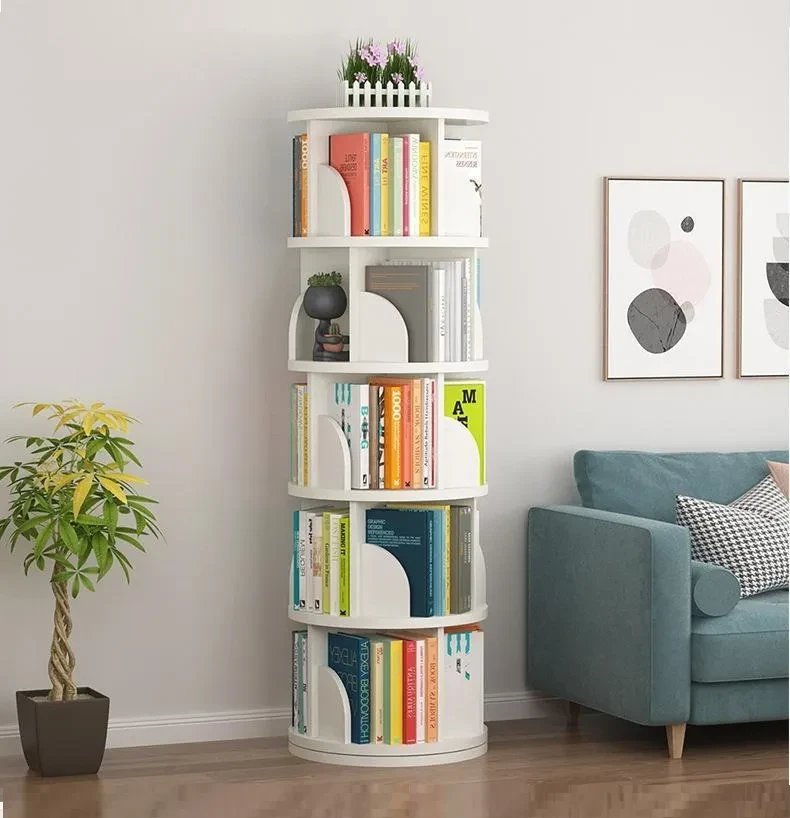 White Revolving Bookcase