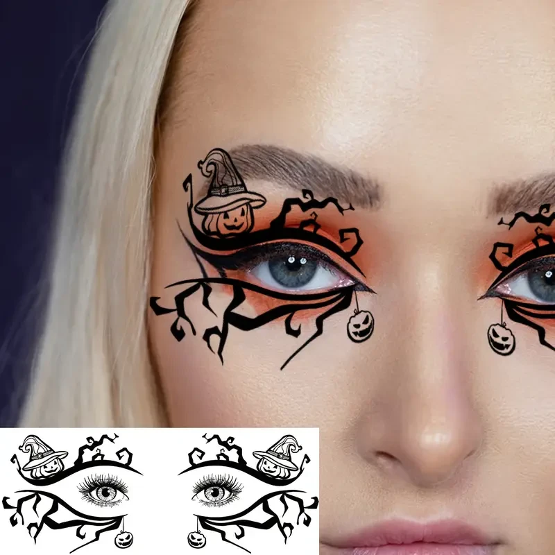 10 Sheets Around Eye Corner Eyelid Temporary Tattoos  Realistic Fake Eye Tattoo Stickers for Women & Men, Long-Lasting Halloween Witch Makeup